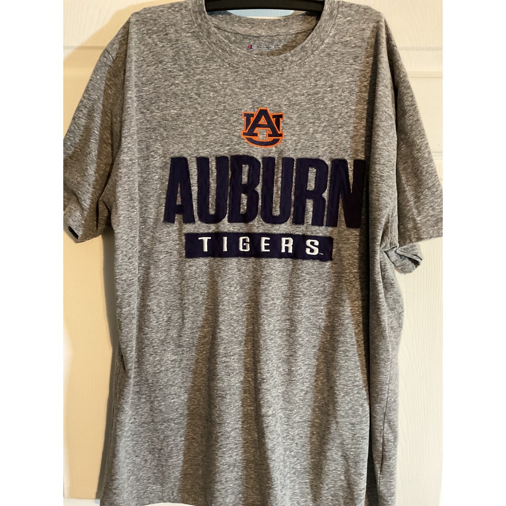 Champion Auburn Tigers Football Applique Logo Gray T Shirt Mens XL